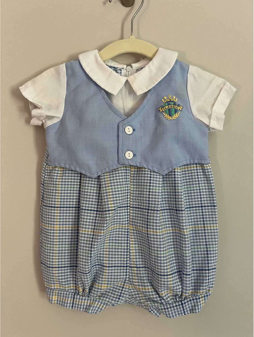 Vintage Plaid Gingham Pastel Short Sleeve Romper